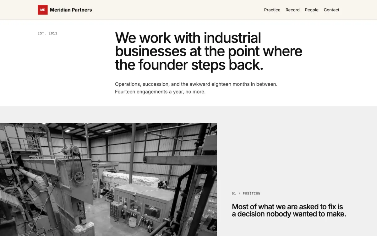 Meridian Partners, a website for a consultancy