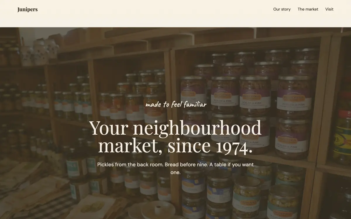 Junipers, a website for a corner shop